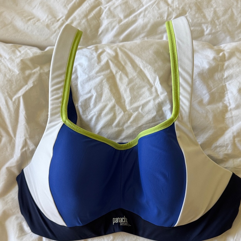 Panache Blue, White, and Green Sports Bra